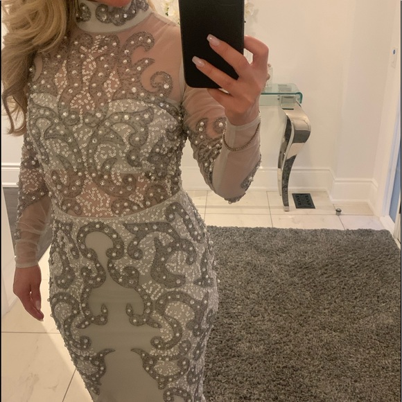 ASOS fully beaded silver dress - Picture 2 of 6